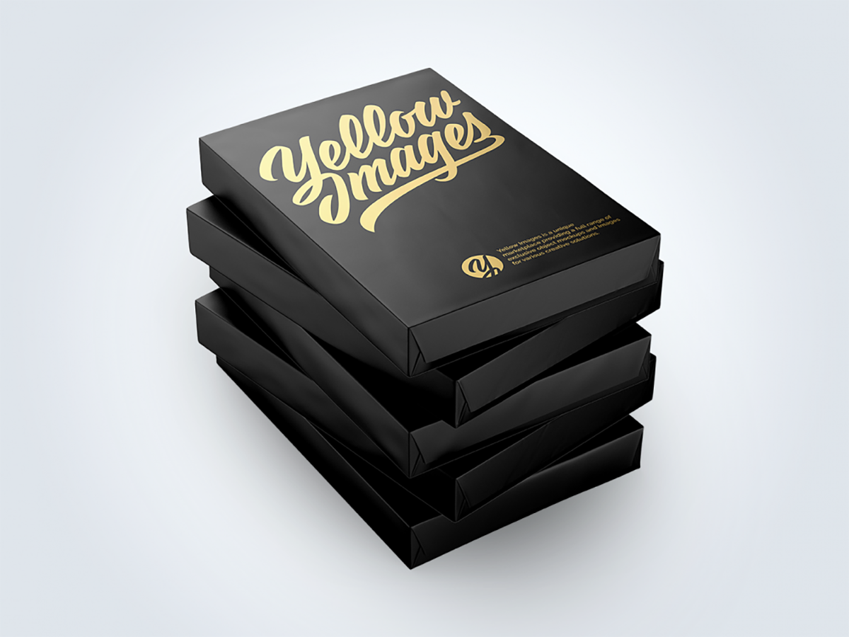 5 Matte A4 Size Paper Sheet Packs Mockup