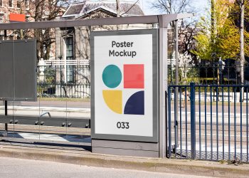 Bus Stop Poster City Light Mockup Free