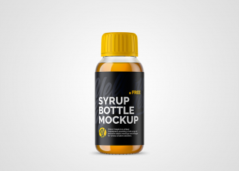 Clear Glass Bottle With Orange Syrup Mockup
