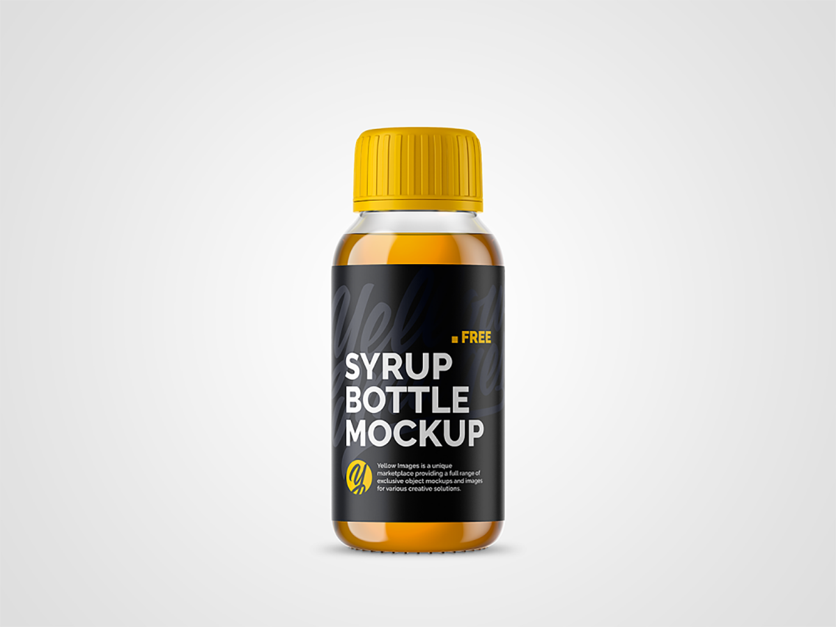 Clear Glass Bottle With Orange Syrup Mockup - Best Free Mockups