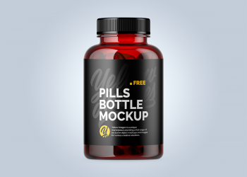 Free Plastic Red Bottle with Fish Oil Mockup