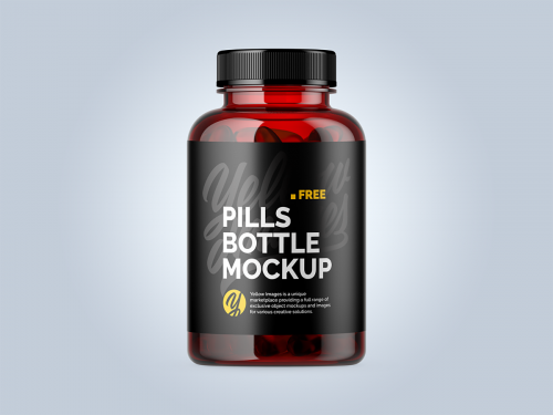 Free Plastic Red Bottle with Fish Oil Mockup