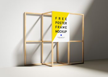 Free Wooden Poster Frame Mockup