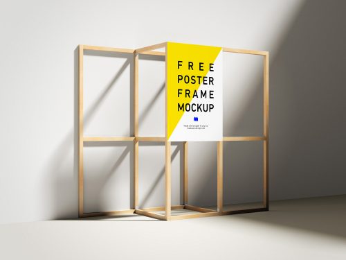 Free Wooden Poster Frame Mockup