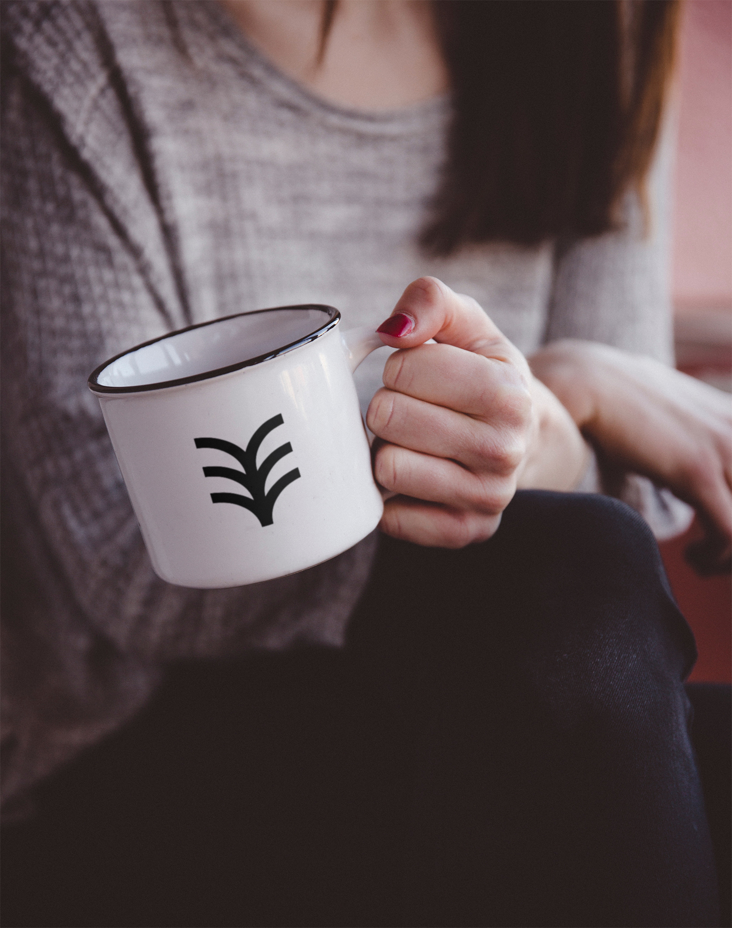 Hand Holding Metal Mug Mockup