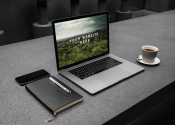 MacBook Pro Workspace PSD Mockup