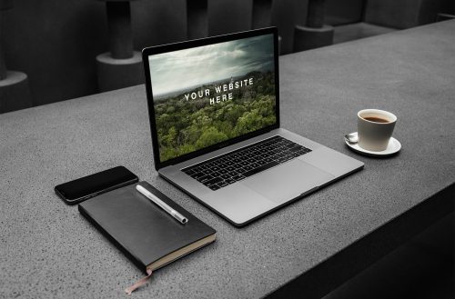 MacBook Pro Workspace PSD Mockup