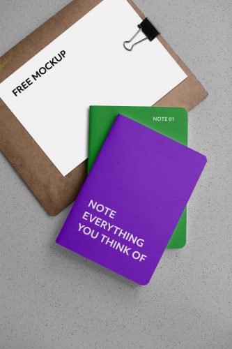 Notebooks with Clipboard Mockup