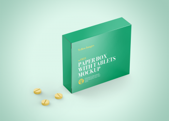 Paper Box with Tablets Mockup