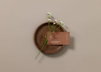 Business Сard with a Flower Mockup