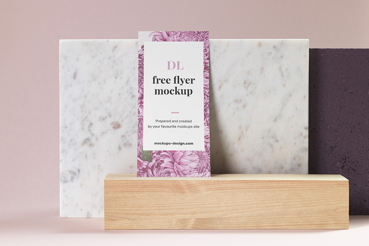 DL flyer on Marble Free Mockup