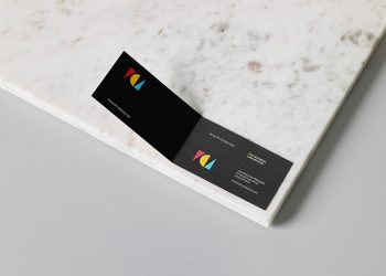 Free Folded Business Cards Mockup