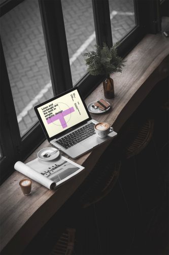 MacBook Pro in Cafe Mockup