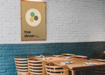 Poster in Restaurant Mockup