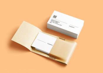 Business Cards with Leather Card Holder Free Mockups