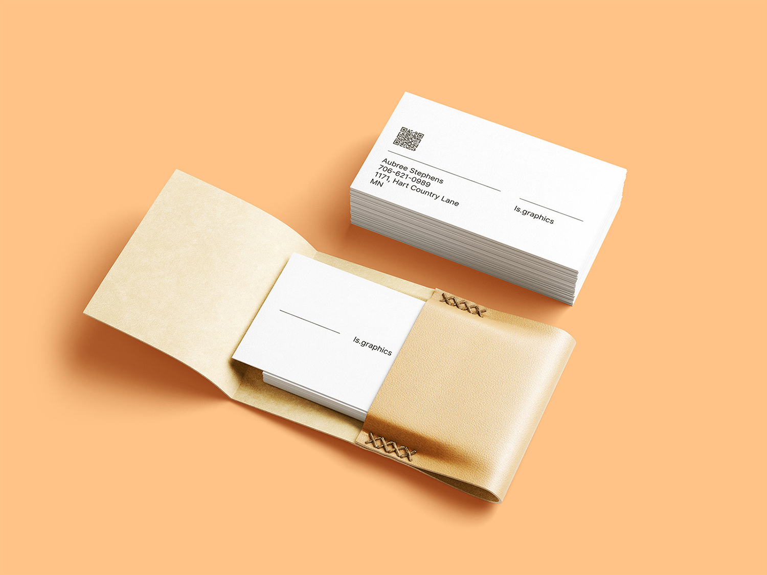 Business Cards with Leather Card Holder Free Mockups