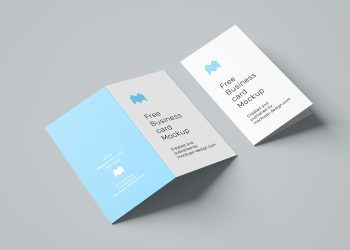 Folded Business Card Free Mockup