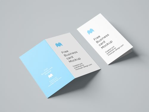 Folded Business Card Free Mockup