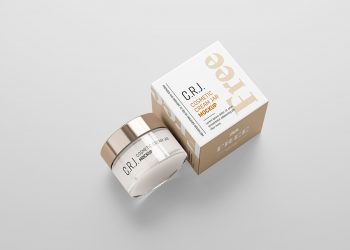Free Cosmetic Box with Jar Mockup