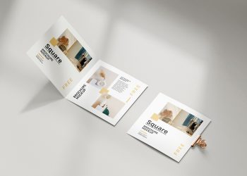 Free Folded Square Brochure Mockup