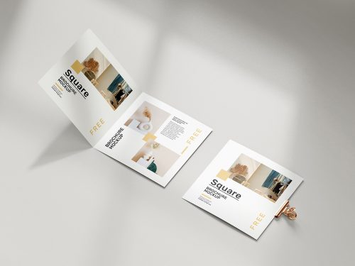 Free Folded Square Brochure Mockup