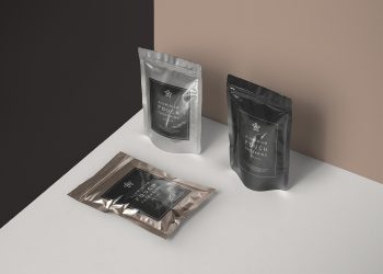 Free Metal Foil Pouch Packaging Mockup
