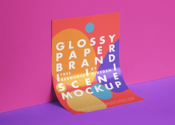 Glossy Paper Branding Free Mockup