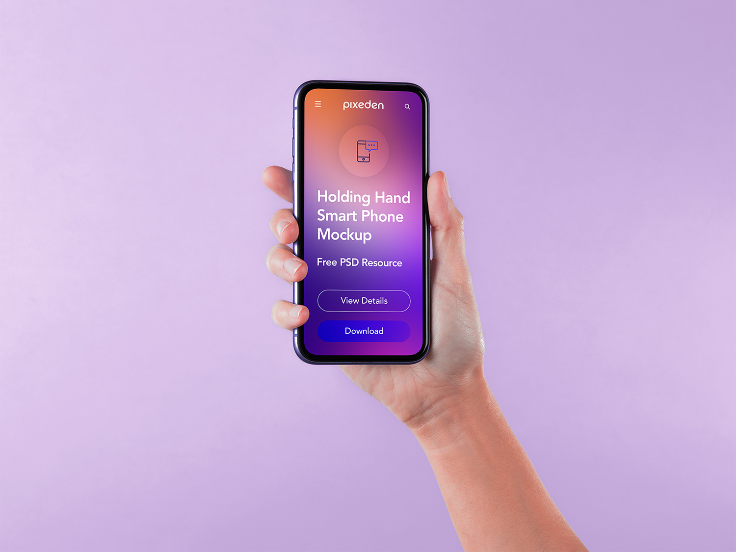 Hand Holding Smartphone PSD Free Mockup