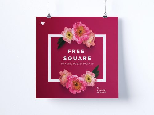 Square Hanging Poster Mockup