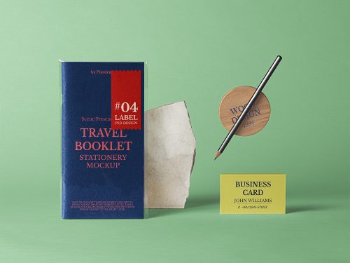 Travel Booklet Free Mockup Scene