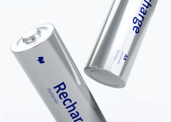 Two AA Batteries Mockup Close-Up Scene