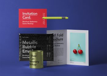 Bubble Mailer with Half-Fold Brochure Free Mockup