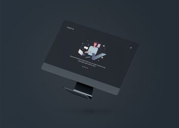 Floating iMac PSD Mockup