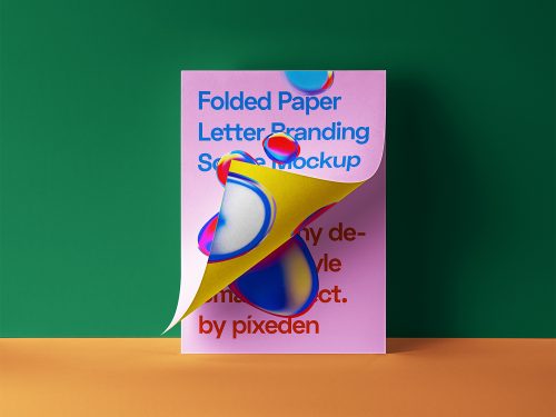 Folded Letter PSD Paper Free Mockup