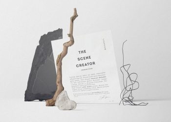 Free A4 Paper Mockup Scene