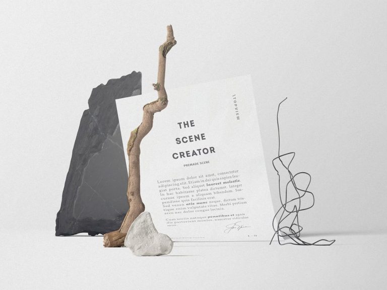 Free A4 Paper Mockup Scene — Free Mockup World