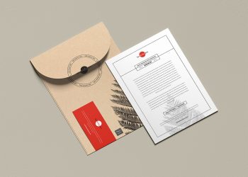 Free Envelope with Invitation Card Mockup