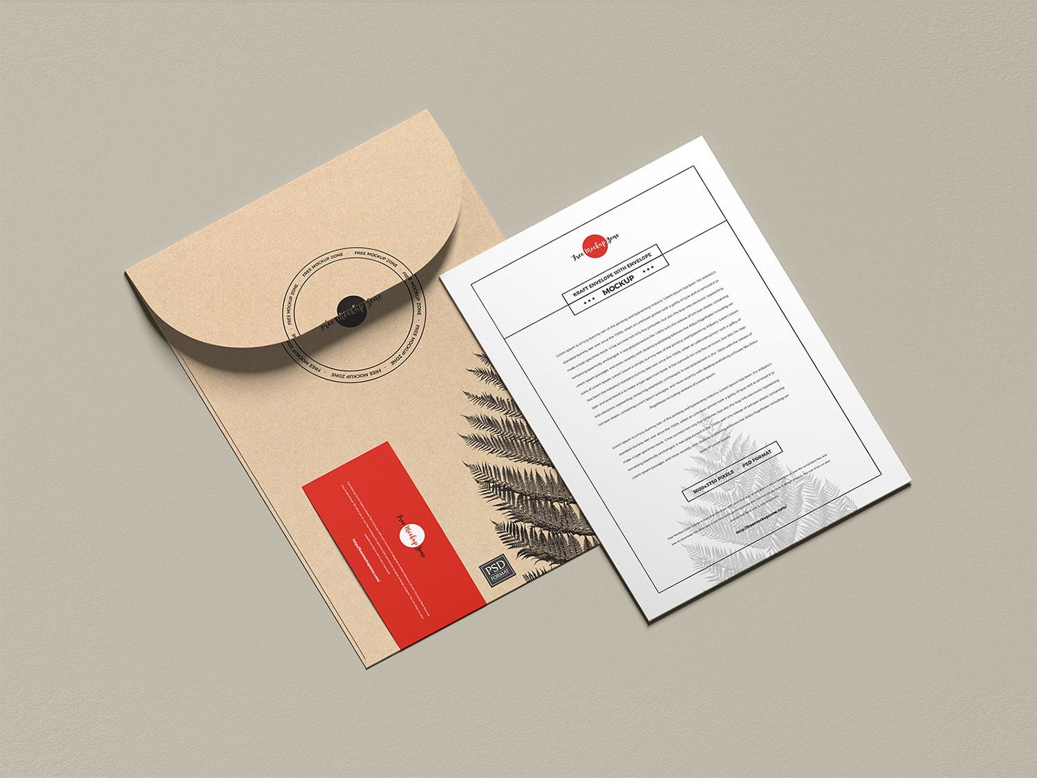 Free Envelope with Invitation Card Mockup