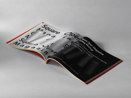 Free Open Square Magazine Mockup