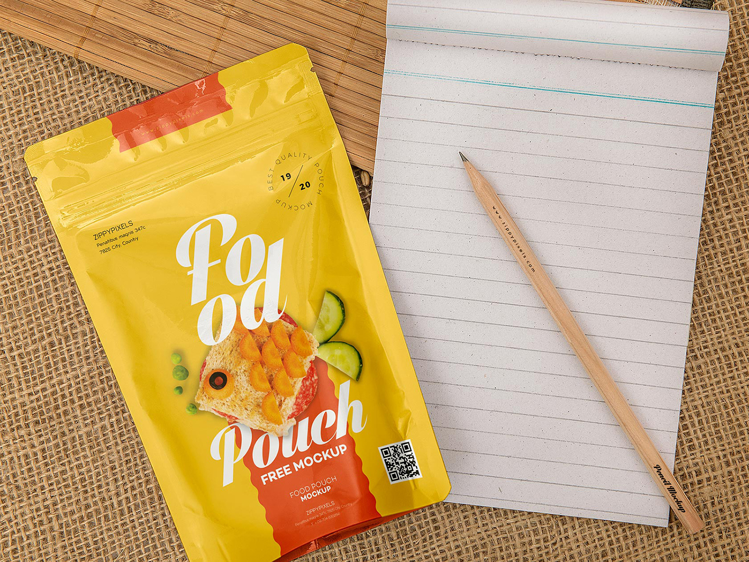 Free Pouch Food Package Mockup