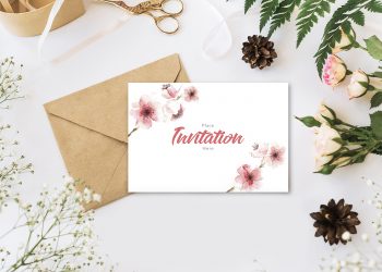 Invitation Free Mockup with Envelope