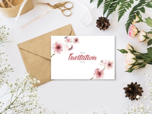 Invitation Free Mockup with Envelope