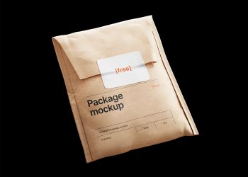 Kraft Paper Postal Bag with Sticker Free Mockup