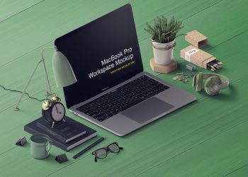 MacBook Pro Free Mockup Workspace Scene