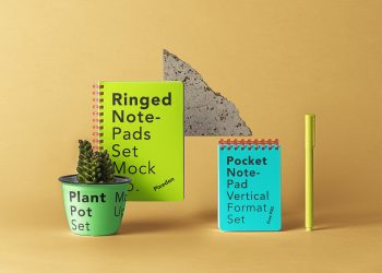 Ringed PSD Notepad Set Mockup