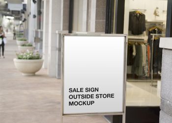 Sale Sign Outside Store Free Mockup