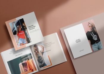 Square Magazine Free Mockup Set