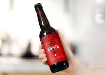 Beer Bottle Free Mockup in Hand