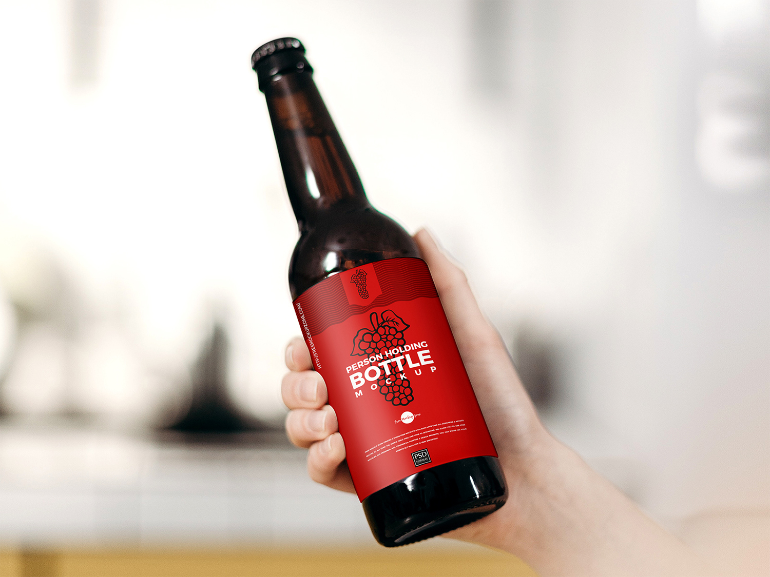 Beer Bottle Free Mockup in Hand