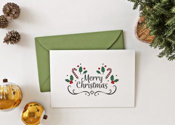 Christmas Card Free Mockup Top View